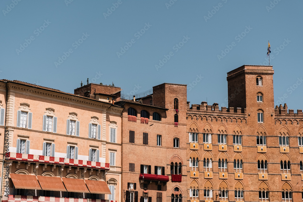 Beautiful view of Siena in Tuscany. Siena Palio day.