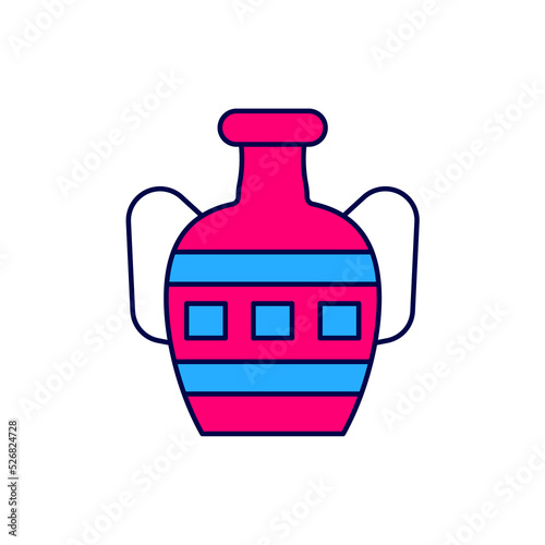 Filled outline Ancient amphorae icon isolated on white background. Vector