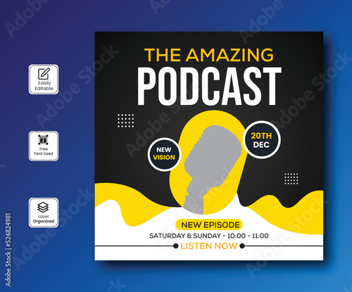 Podcast talk show unique social media banner design 
