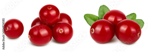 Cranberry isolated on white background with full depth of field. Set or collection
