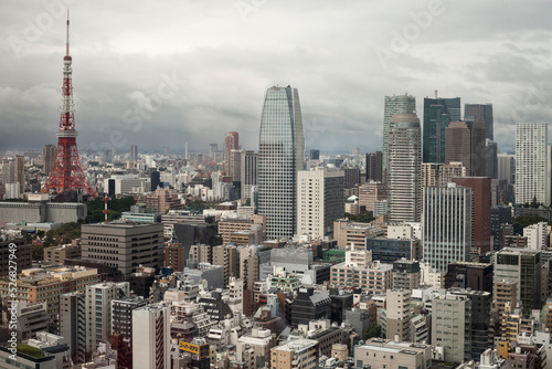 Panoramic high angle view of Higashi-Shinbashi district, Minato City 