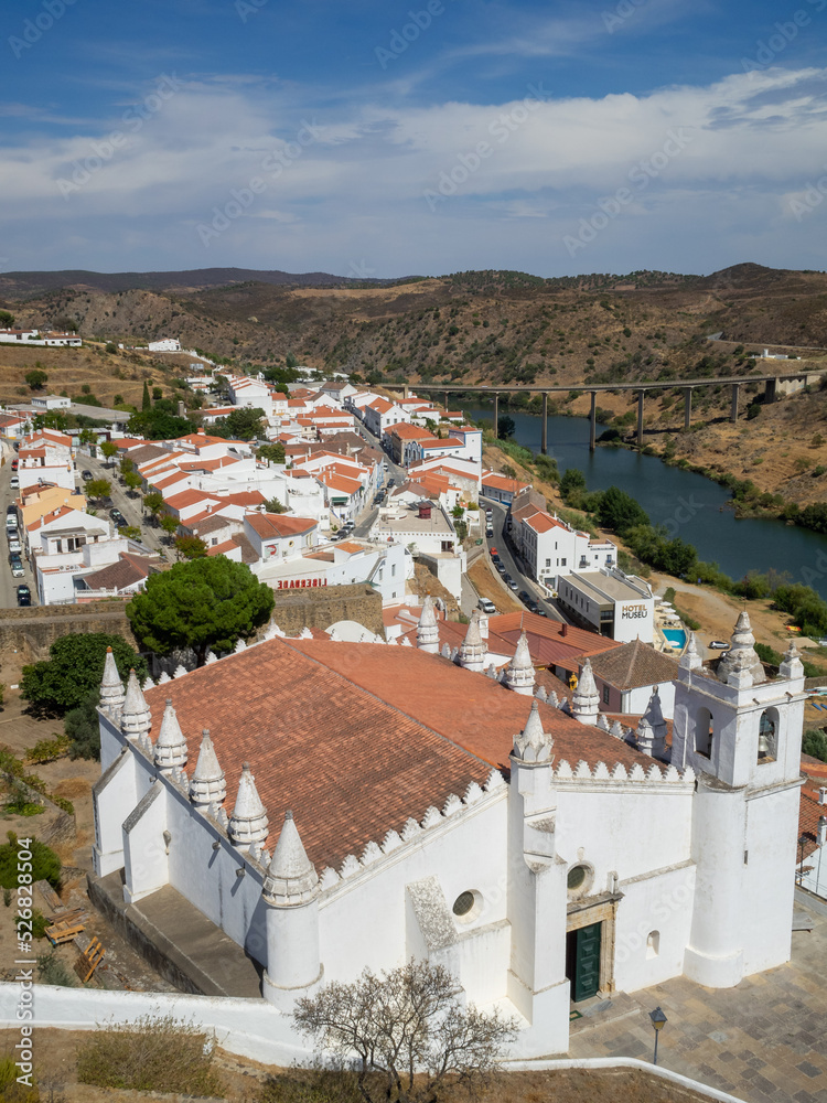 General view of Mertola from the Castle, with Mother Church and Guadiana River