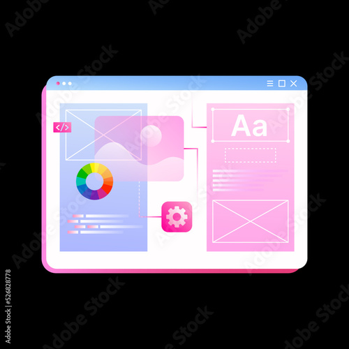Photo editing on Computer. Screen Display Illustration. Vector illustration