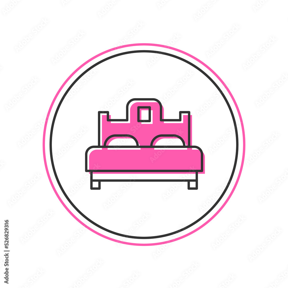 Filled outline Bedroom icon isolated on white background. Wedding, love, marriage symbol. Bedroom creative icon from honeymoon collection. Vector Filled outline Bedroom icon isolated on white background. Wedding, love, marriage symbol. Bedroom creative icon from honeymoon collection. Vector