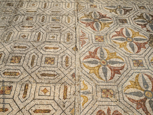 Geometrical patterned mosaic of the Vila Romana de Pisões