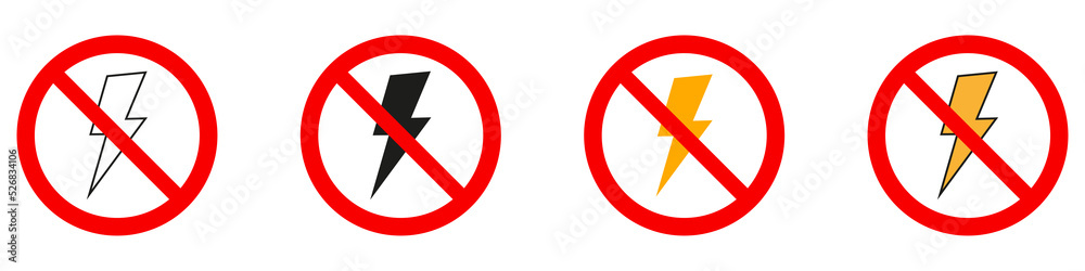 No lightning sign vector icon. Isolated on a white background. Vector illustration eps10