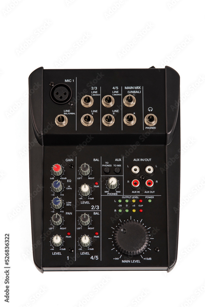 Analog live mixer. Compact mixer for live sound, mobile AV, DJ and home studio use Analog live mixer. Compact mixer for live sound, mobile AV, DJ and home studio use