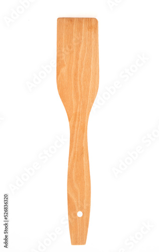 Wooden kitchen spatula isolated on white background with clipping path