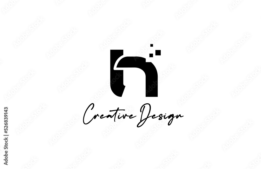 black white H alphabet letter logo icon design with dots. Creative template for business and company black white H alphabet letter logo icon design with dots. Creative template for business and company