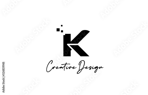 black white K alphabet letter logo icon design with dots. Creative template for business and company