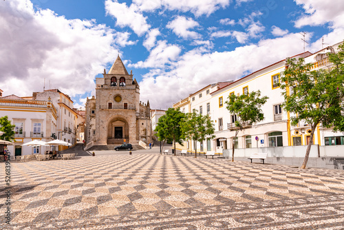 The church Igreja de Nossa Senhora da Assuncao in front of the central square in the castle town of Elvas in the Alentejo, Portugal photo