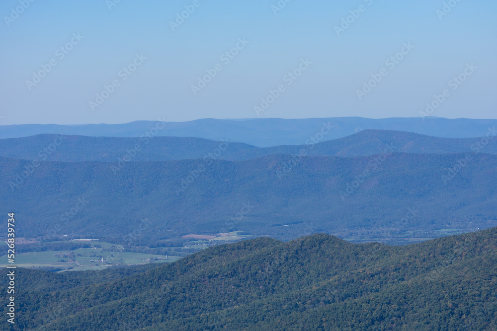 Blue and green landscape of the Shenandoah Valley