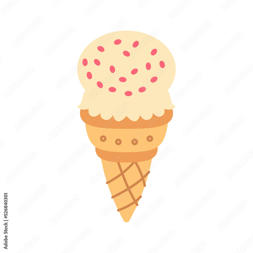 Ice cream in bright cartoon style. Icecream vector in nice colors isolated on white background. Vector illustration for web design or print Ice cream in bright cartoon style. Icecream vector in nice colors isolated on white background. Vector illustration for web design or print