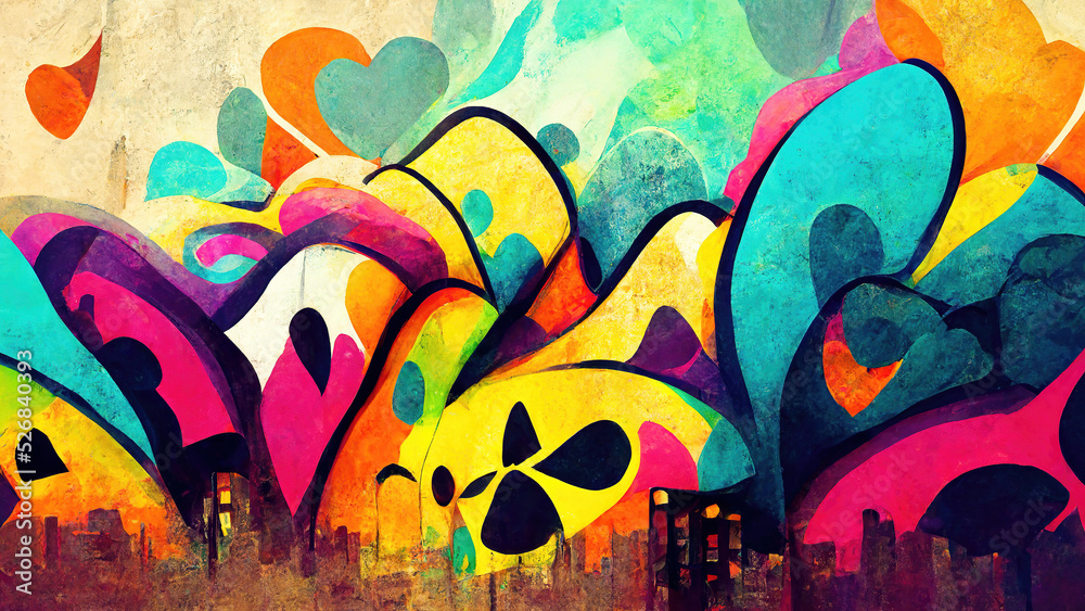 Modern urban graffiti spray paint wallpaper background Stock Illustration |  Adobe Stock