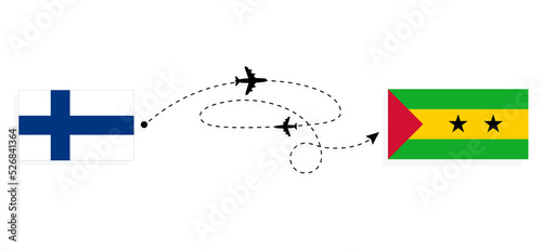 Flight and travel from Finland to Sao Tome and Principe by passenger airplane Travel concept