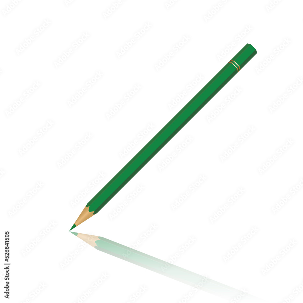 Realistic wooden green pencil for school and preschool Art equipment Realistic wooden green pencil for school and preschool Art equipment