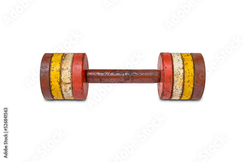 фотографія Old ancient dumbbells isolated on white background.