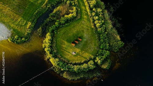 Aerial view of the Heidemeer in Heerenveen, Netherlands in the daylight photo