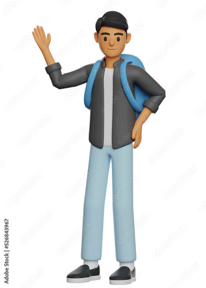 3D illustration of man posing waving 3D illustration of man posing waving