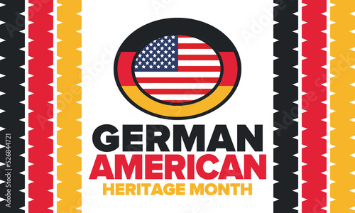 German-American Heritage Month. Happy holiday celebrate annual in October. Germany and United States flag. Culture month. Patriotic design. Poster, card, banner, template. Vector illustration
