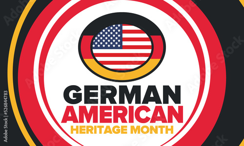 German-American Heritage Month. Happy holiday celebrate annual in October. Germany and United States flag. Culture month. Patriotic design. Poster, card, banner, template. Vector illustration