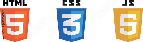 Obraz na plátně Set of HTML5 CSS3 JS Icons