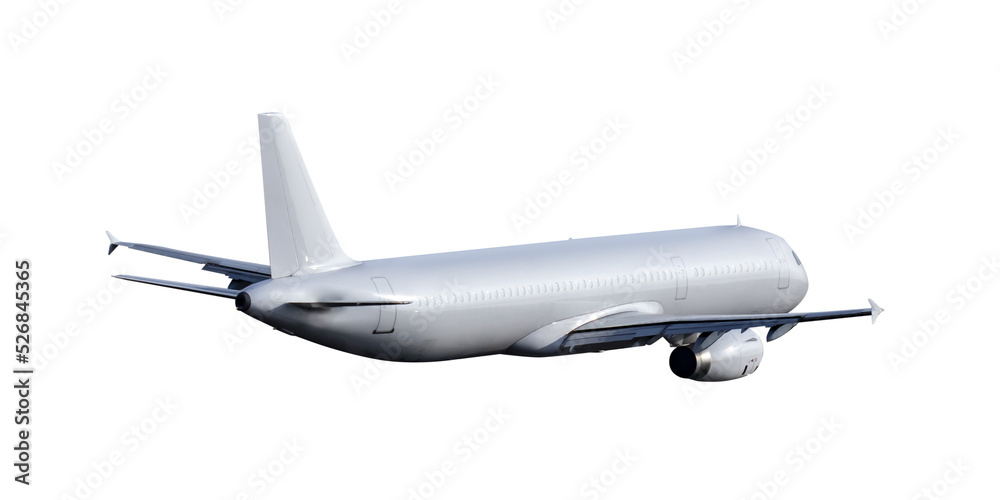 Big commercial passenger airplane, rear side view, isolated Big commercial passenger airplane, rear side view, isolated