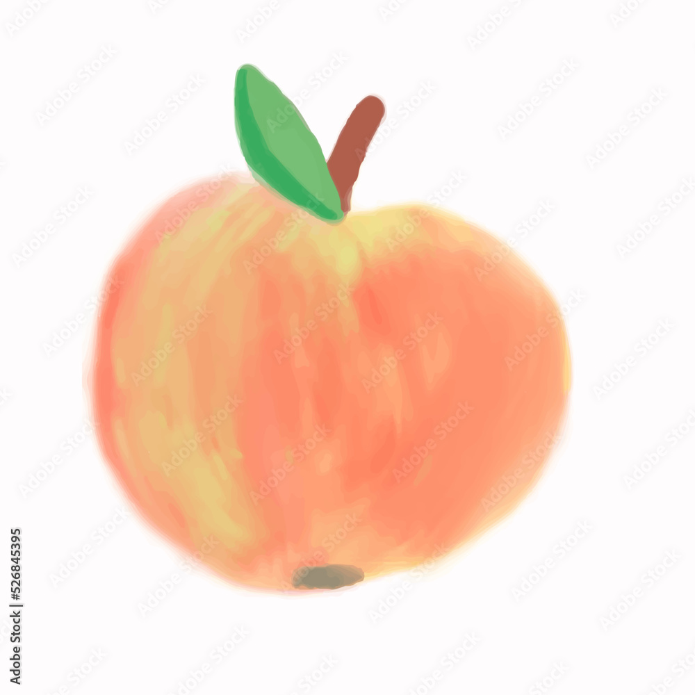 Apple with a leaf in watercolor style, hand-drawn. Isolated vector element. Apple with a leaf in watercolor style, hand-drawn. Isolated vector element.