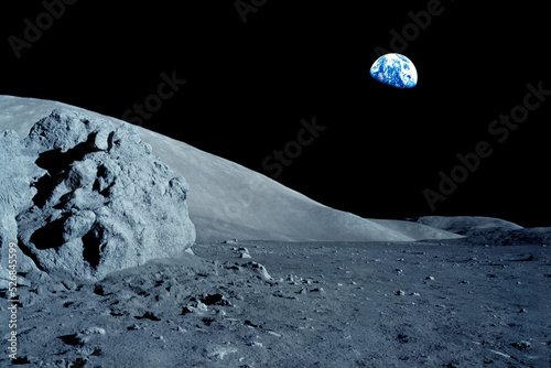 View of the surface of the moon.Elements of this image furnished by NASA