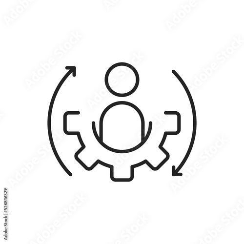 thin line black gear like leader management icon