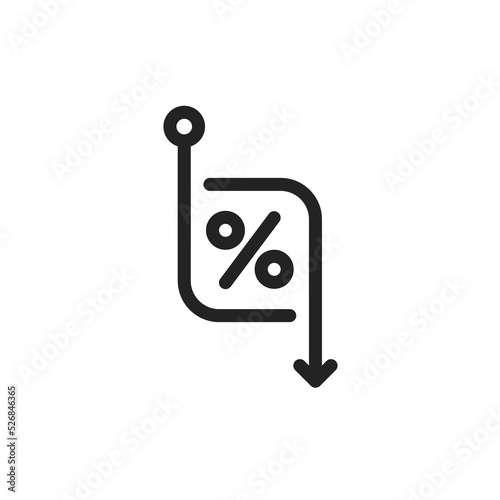 simple percent decline or low cost price icon