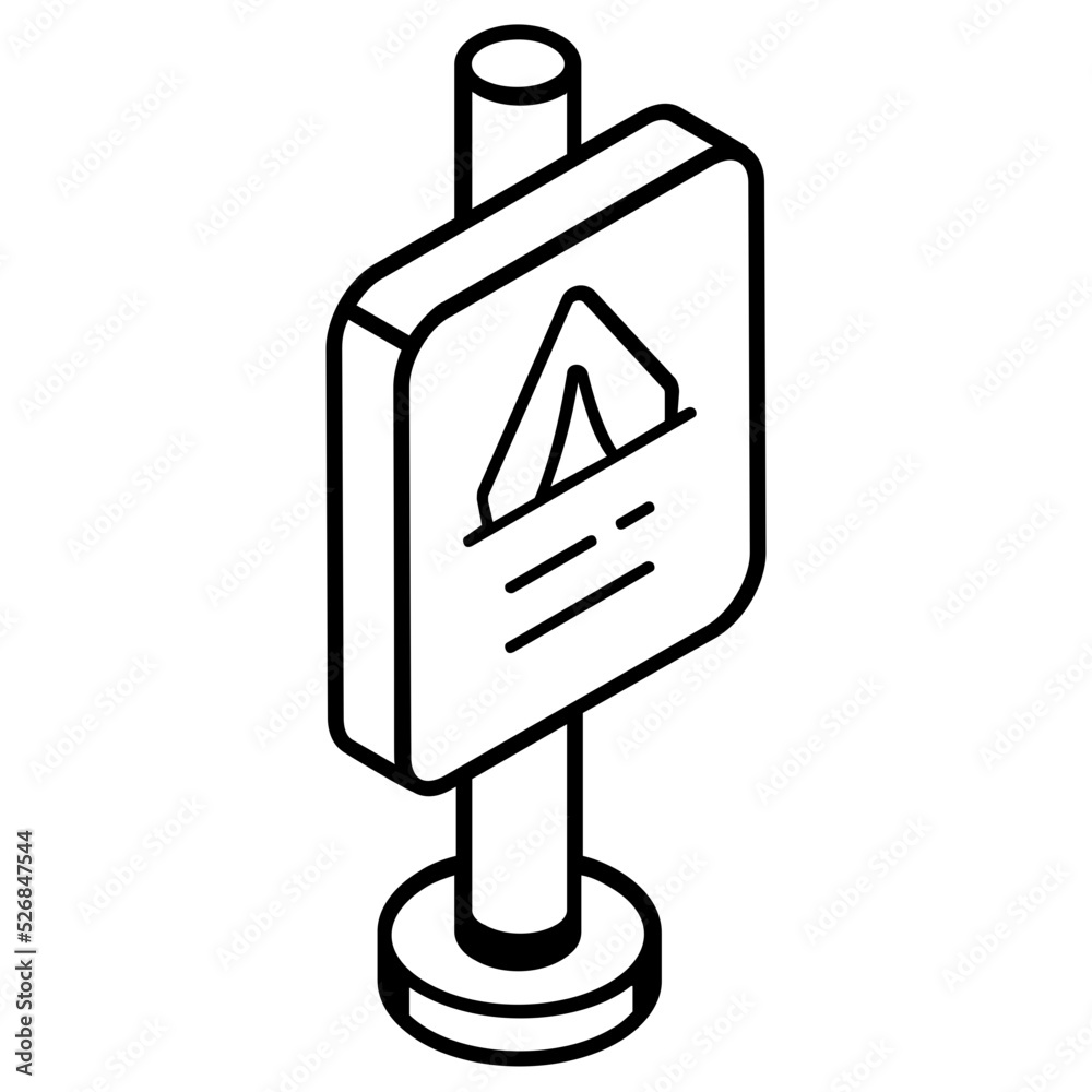 An editable linear icon of signboard An editable linear icon of signboard
