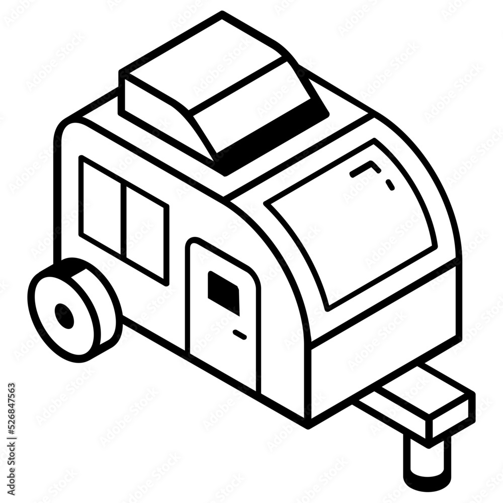 A customizable line icon of camper A customizable line icon of camper