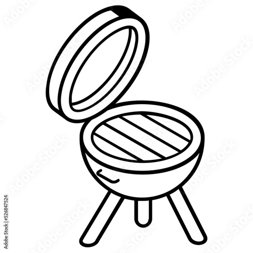 Grab this amazing line icon of bbq grill 