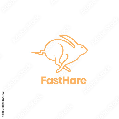 minimal jump rabbit hare logo design