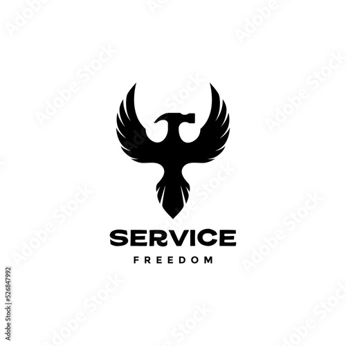 flying bird with hammer logo design