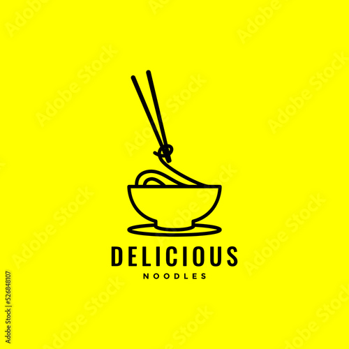 delicious noodle food logo design vector