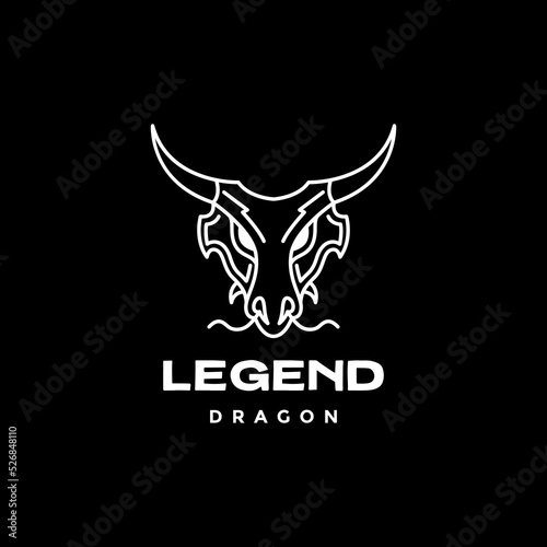 head dragon long horn logo design