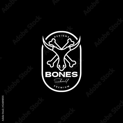 cross bones with livestock skull badge vintage logo