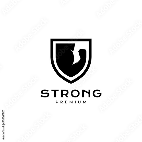 strong hand muscles with shield logo design