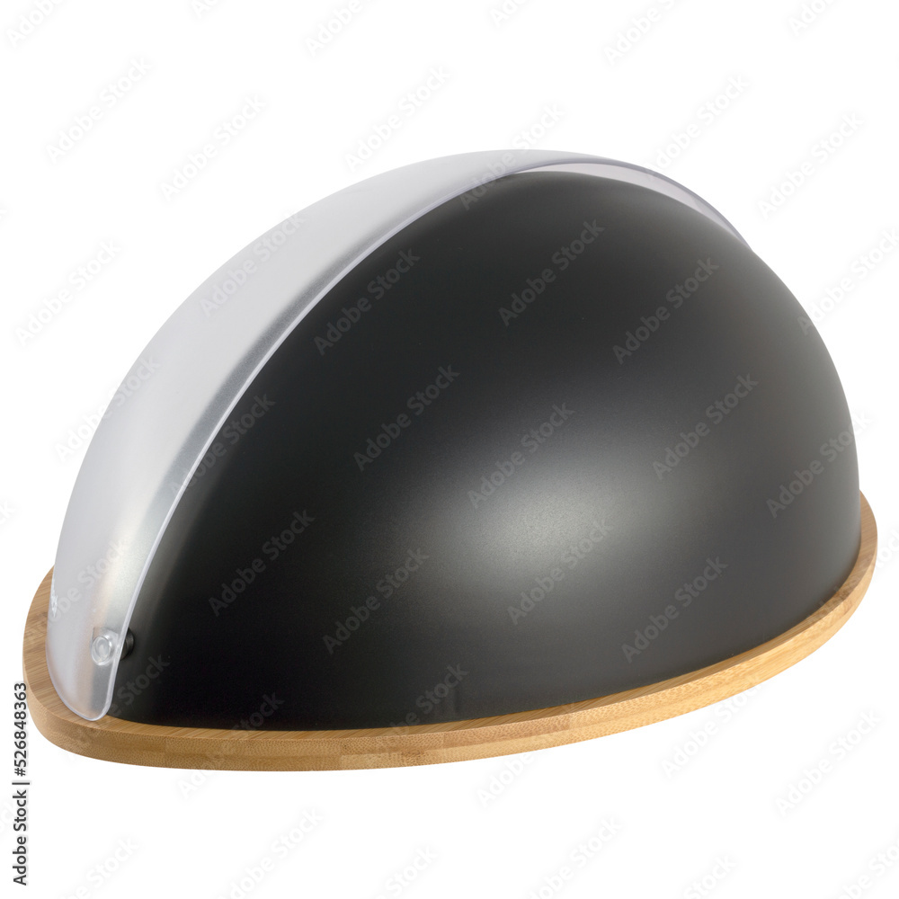 empty black bread box with wooden bottom isolated on white background empty black bread box with wooden bottom isolated on white background