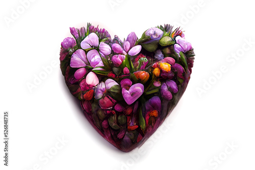 Romantic gift for valentine's day. Greeting card design. Bouquet of colorful flowers in the shape of a heart. Surprise for the woman you love. Heart of flowers - A symbol of love and devotion