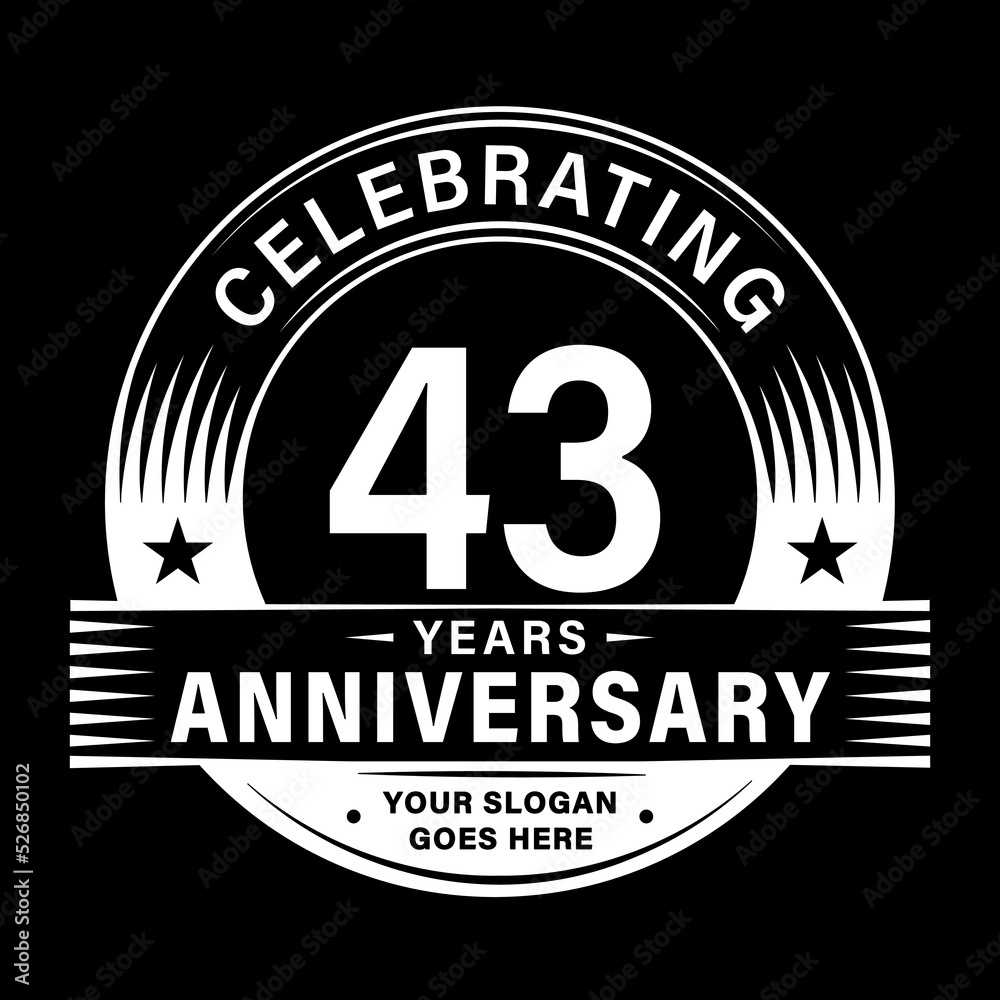 Fototapeta premium 43 years anniversary celebration design template. 43rd logo vector illustrations. 