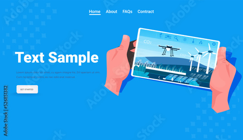 man controlling air drone with wireless remote controller carbon credit responsibility of co2 emission environmental conservation