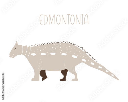 Blue Jurassic dinosaur edmontonia isolated on white background. Vector illustration of wild animal.