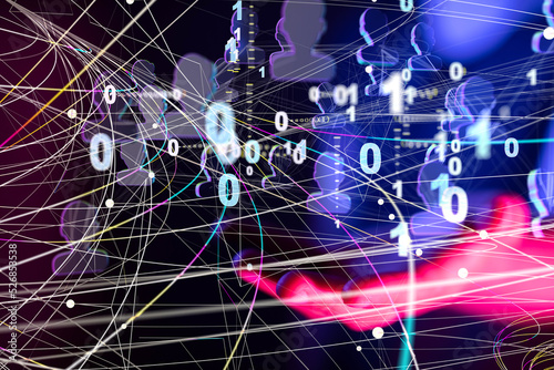 Global network. Blockchain. 3D illustration. Neural networks and artificial intelligence. Abstract  3d