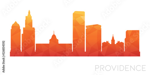 Providence, RI, USA Low Poly Skyline Clip Art City Design. Geometric Polygon Graphic Horizon Icon. Vector Illustration Symbol.