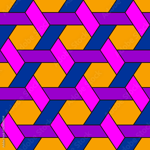 Hexagonal seamless pattern. Mosaic tiles. Geometrical wallpaper. Honeycomb print. Ethnic illustration. Wicker background. Flooring image. Vector ornament. Digital paper. Geometric backdrop.