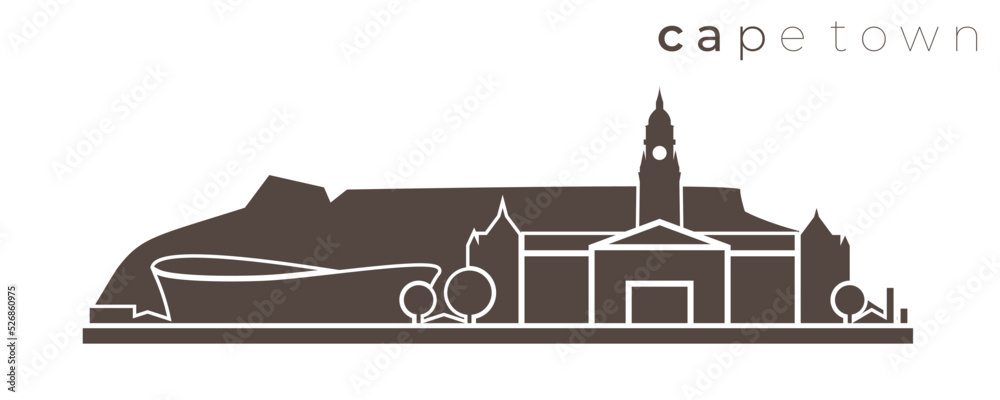 Fototapeta premium Cape Town Simple Monochrome Stylish Skyline