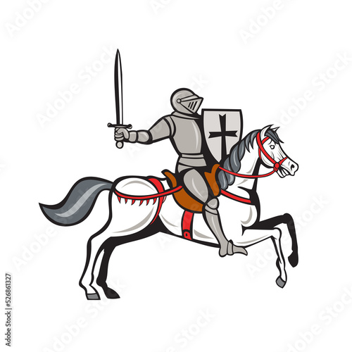 Knight Steed Wielding Sword Cartoon